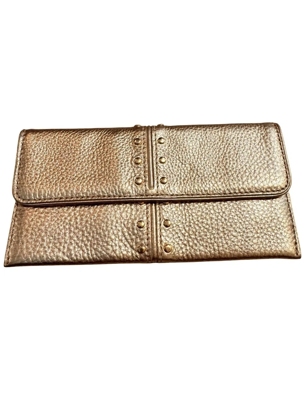 Michael Kors Gold Metallic Pebbled Leather Tote Bag Wallet Set NWOT Chain Accent